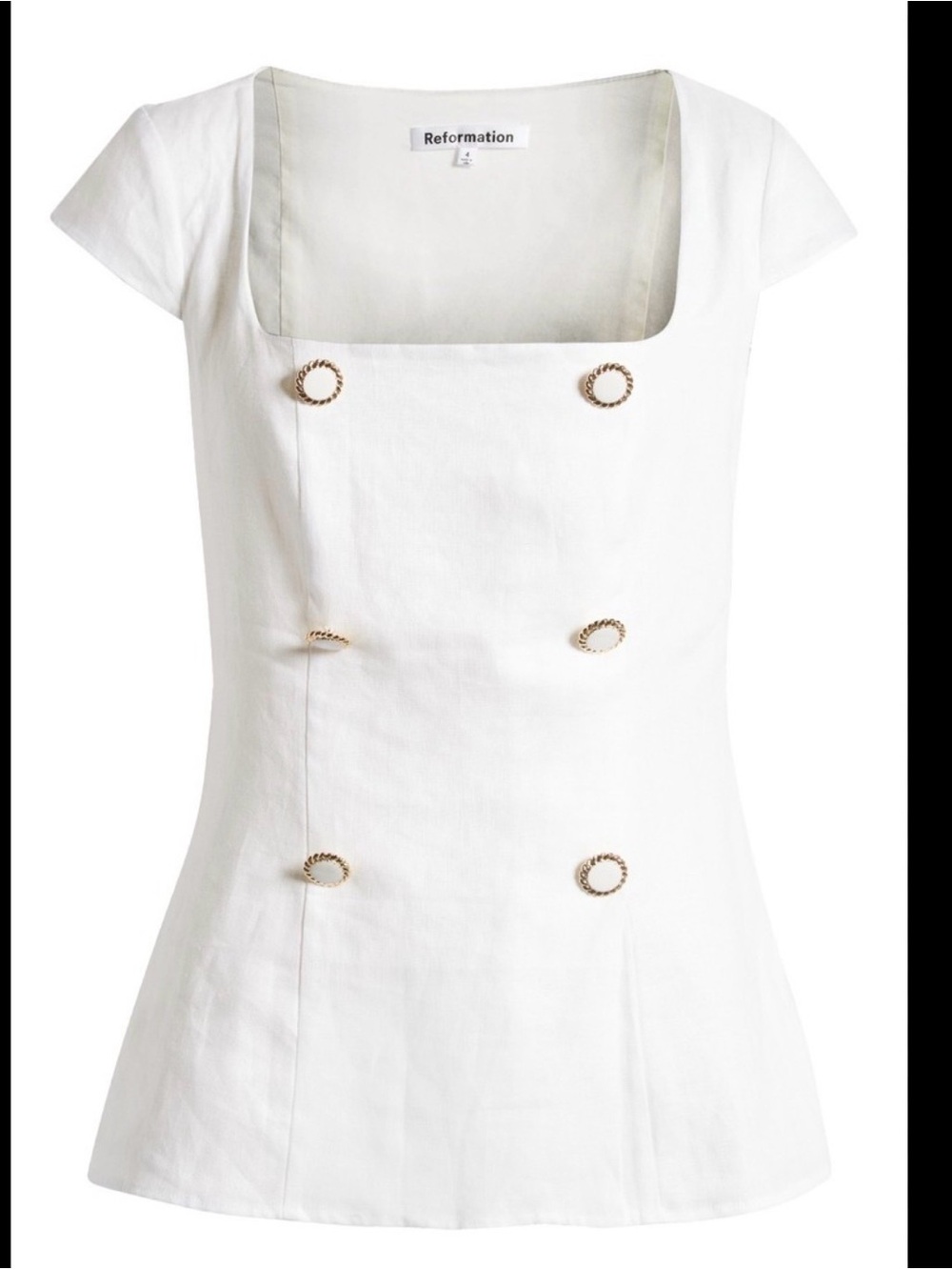 NWT Reformation Cream Linen Double-Breasted Square Neck Tank